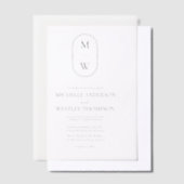 Minimalistisch Monogram Zwart-wit bruiloft Vellum Uitnodigingen (Offset)