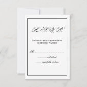 Minimalistisch monogram zwart-wit en witbruiloft R RSVP Kaartje (Voorkant)