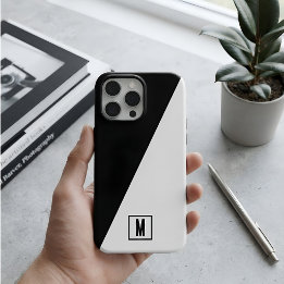 Minimalistisch Monogram Zwart & Wit Geometrisch Ge iPhone 15 Pro Max Hoesje