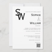 Minimalistisch monogram zwart-wit huwelijk kaart (Voorkant)