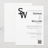 Minimalistisch monogram zwart-wit huwelijk kaart (Voorkant / Achterkant)