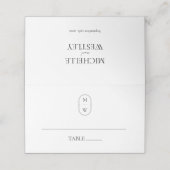 Minimalistisch monogram zwart-wit huwelijk plaatskaartje (Buitenkant ongevouwen)