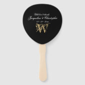 Minimalistisch Monogram Zwart-wit huwelijksprogram Handwaaier (Voorkant)