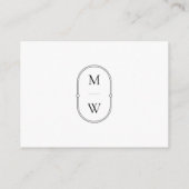 Minimalistisch Monogram Zwart-wit huwelijksregiste Informatiekaartje (Achterkant)