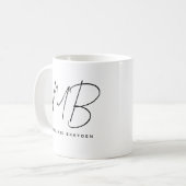 Minimalistisch Monogram Zwart-wit Naam Koffiemok (Voorkant links)