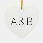 Minimalistisch monogram zwart-wit paar initialen keramisch ornament (Voorkant)