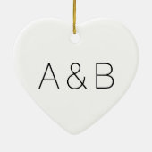 Minimalistisch monogram zwart-wit paar initialen keramisch ornament (Achterkant)