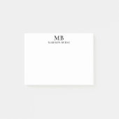 Minimalistisch monogram zwart-wit post-it® notes (Voorkant)