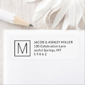 Minimalistisch monogram zwart-wit retouradres etiket (Insitu)