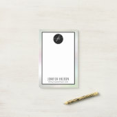 minimalistisch monogram zwart wit rond zwart post-it® notes (Op bureau)