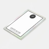 minimalistisch monogram zwart wit rond zwart post-it® notes (Schuin)