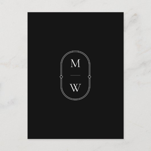 Minimalistisch Monogram Zwart-wit Save the Date Briefkaart (Voorkant)