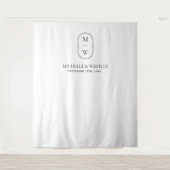 Minimalistisch Monogram Zwart & Wit Trouwen Wandkleed (Voorkant)
