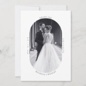 Minimalistisch Monogram Zwart-wit trouwfoto Bedankkaart (Voorkant)