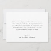 Minimalistisch Monogram Zwart-wit trouwfoto Bedankkaart (Achterkant)