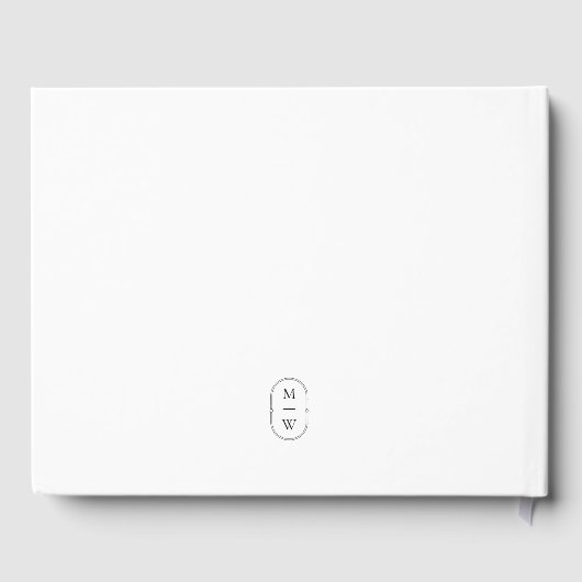 Minimalistisch Monogram Zwart-wit trouwfoto Gastenboek (Achterkant)