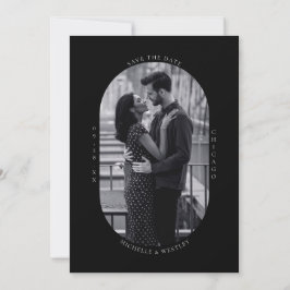 Minimalistisch Monogram Zwart & Wit Trouwfoto Save The Date