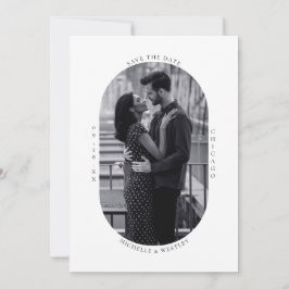 Minimalistisch Monogram Zwart-Wit Trouwfoto Save The Date