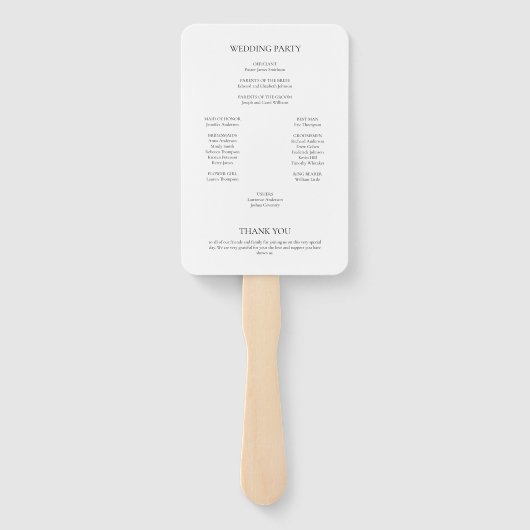 Minimalistisch Monogram Zwart & Wit Trouwprogramma Handwaaier (Achterkant)