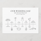 Minimalistisch Monogram Zwart-wit Trouwtijdlijn Programmakaart (Voorkant)