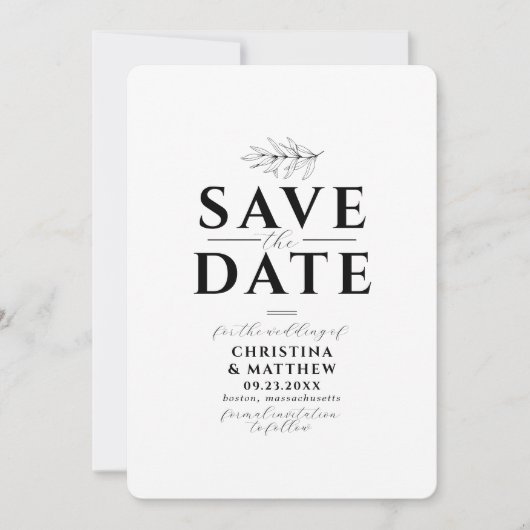 Minimalistisch Monogram Zwart Wit Website QR Code Save The Date (Voorkant)