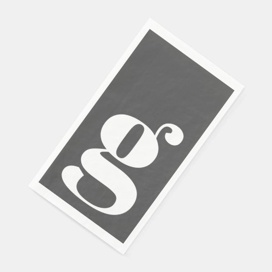 Minimalistisch monogrammatisch Initiaal, zwart Servet (Hoek)