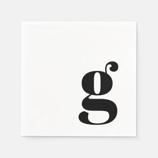 Minimalistisch Monogrammed Initiaal Retro Eenvoudi Servet (Voorkant)