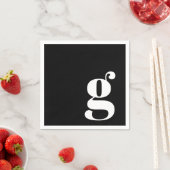 Minimalistisch Monogrammed Initiaal Retro Zwart Wi Servet (Insitu)