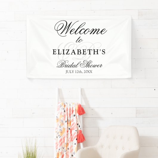 Minimalistisch Monogrammed Welkom Vrijgezellenfees Spandoek (Insitu)