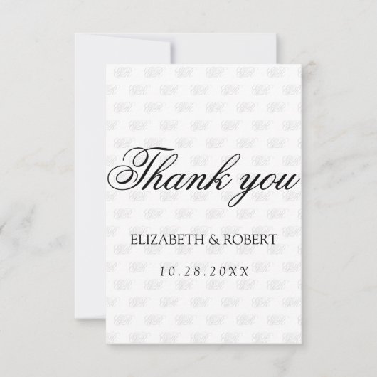 Minimalistisch monogrampatroon bedankkaart (Voorkant)