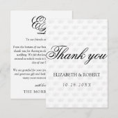 Minimalistisch monogrampatroon bedankkaart (Voorkant / Achterkant)