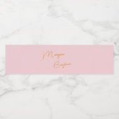 Minimalistisch monogramscript roze waterfles etiket (Enkel label)