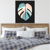 Minimalistisch monstera blad canvas afdruk (Insitu (Slaapkamer))