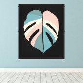 Minimalistisch monstera blad canvas afdruk (Insitu (Houten vloer))