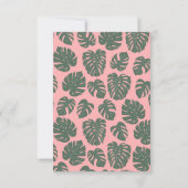 Minimalistisch Monstera Botanisch Roze Groen Wedde RSVP Kaartje (Achterkant)