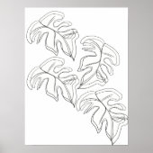 Minimalistisch Monstera Hand Drawn Gesture White Poster (Voorkant)