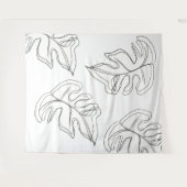 Minimalistisch Monstera Hand Drawn Gesture White Wandkleed (Voorkant (horizontaal))