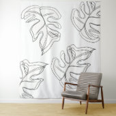 Minimalistisch Monstera Hand Drawn Gesture White Wandkleed (In situ)