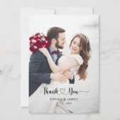 Minimalistisch Morden Script met Hart Trouwfoto  Bedankkaart (Voorkant)