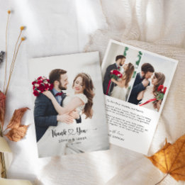 Minimalistisch Morden-script met Heart Wedding Pho Bedankkaart