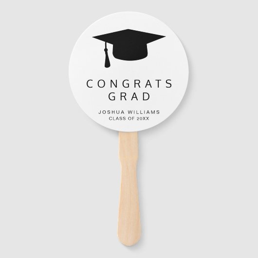 Minimalistisch Mortar Board Foto Modern Afstuderen Handwaaier (Voorkant)