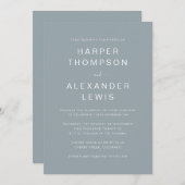 Minimalistisch mosterd blauw modern Typografie Wed Kaart (Voorkant / Achterkant)