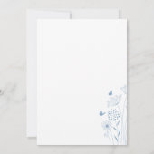 Minimalistisch mosterd Blue Wildflower Wedding Kaart (Achterkant)