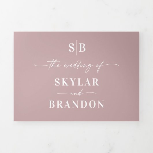 Minimalistisch mosterd in één bruiloft foto drieluik uitnodiging (Cover)