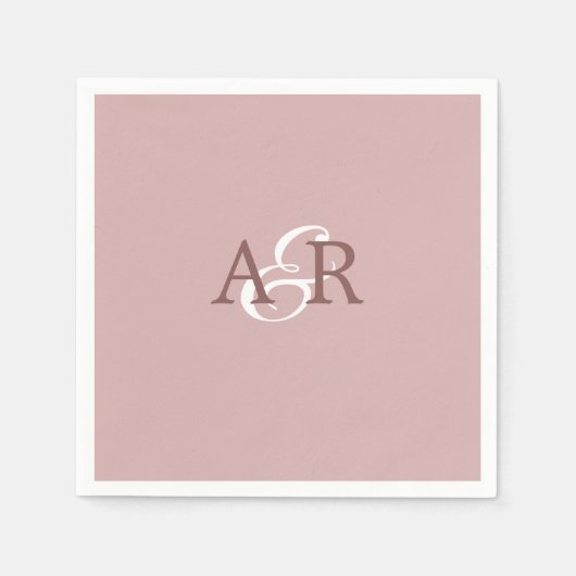 Minimalistisch mosterd Roos Initiaal monogram brui Servet (Voorkant)