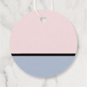 Minimalistisch mosterdblauw bleekroze huwelijk bedankjes labels (Achterkant)