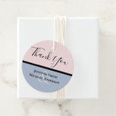 Minimalistisch mosterdblauw bleekroze huwelijk bedankjes labels (In situ)