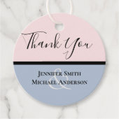 Minimalistisch mosterdblauw bleekroze huwelijk bedankjes labels (Voorkant)