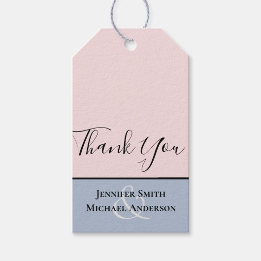Minimalistisch mosterdblauw bleekroze huwelijk cadeaulabel (Voorkant)