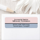 Minimalistisch mosterdblauw bleekroze huwelijk etiket (Insitu)